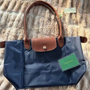 NWT Longchamp Le Pliage Original Shoudler Nylon Bag Tote, NAVY, med